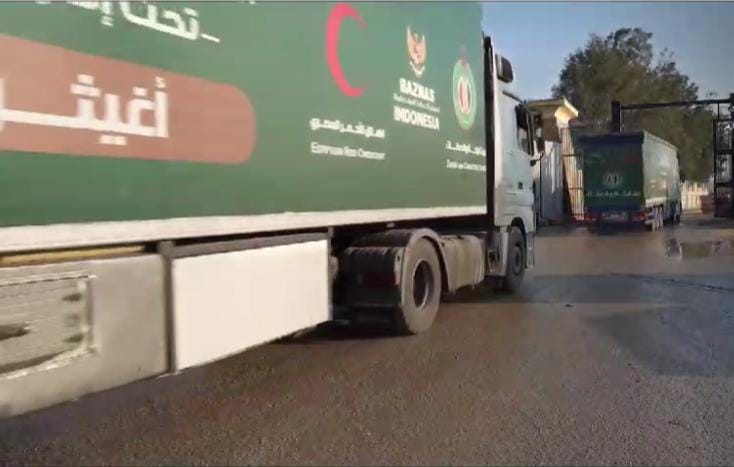 Tiga Truk Bantuan Kemanusiaan BAZNAS Kembali Memasuki Gaza, Palestina